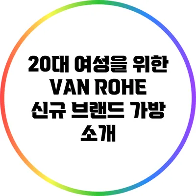 20대 여성을 위한 VAN ROHE 신규 브랜드 가방 소개