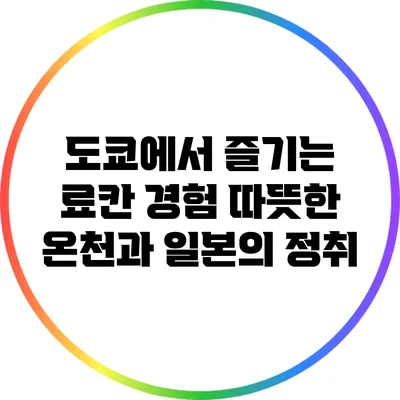 도쿄에서 즐기는 료칸 경험: 따뜻한 온천과 일본의 정취