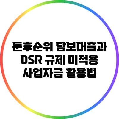 둔후순위 담보대출과 DSR 규제 미적용 사업자금 활용법