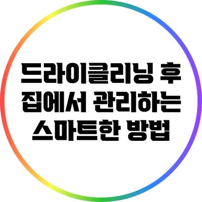드라이클리닝 후 집에서 관리하는 스마트한 방법