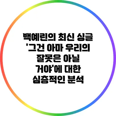 백예린의 최신 싱글 '그건 아마 우리의 잘못은 아닐 거야'에 대한 심층적인 분석