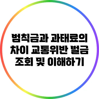 범칙금과 과태료의 차이: 교통위반 벌금 조회 및 이해하기