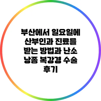 부산에서 일요일에 산부인과 진료를 받는 방법과 난소 낭종 복강경 수술 후기