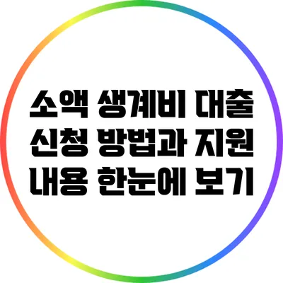 소액 생계비 대출 신청 방법과 지원 내용 한눈에 보기