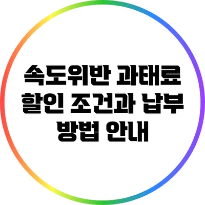 속도위반 과태료: 할인 조건과 납부 방법 안내