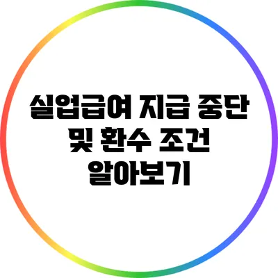실업급여 지급 중단 및 환수 조건 알아보기