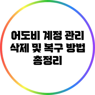 어도비 계정 관리: 삭제 및 복구 방법 총정리