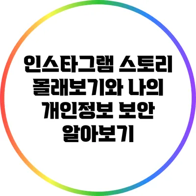 인스타그램 스토리 몰래보기와 나의 개인정보 보안 알아보기