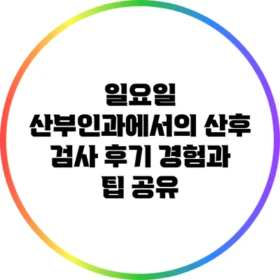 일요일 산부인과에서의 산후 검사 후기: 경험과 팁 공유