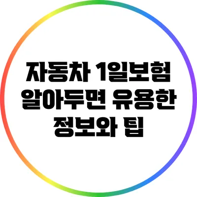 자동차 1일보험: 알아두면 유용한 정보와 팁