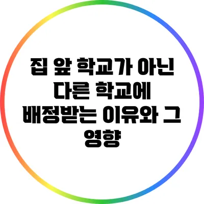 집 앞 학교가 아닌 다른 학교에 배정받는 이유와 그 영향