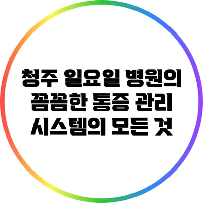 청주 일요일 병원의 꼼꼼한 통증 관리 시스템의 모든 것