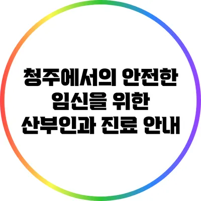 청주에서의 안전한 임신을 위한 산부인과 진료 안내