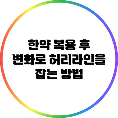 한약 복용 후 변화로 허리라인을 잡는 방법