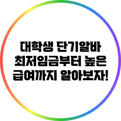 대학생 단기알바: 최저임금부터 높은 급여까지 알아보자!