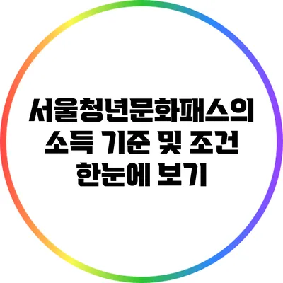 서울청년문화패스의 소득 기준 및 조건 한눈에 보기