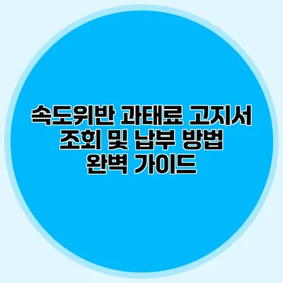 속도위반 과태료 고지서 조회 및 납부 방법 완벽 가이드