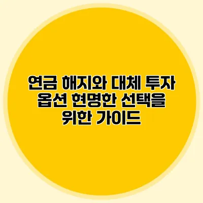 연금 해지와 대체 투자 옵션: 현명한 선택을 위한 가이드