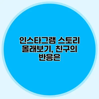 인스타그램 스토리 몰래보기, 친구의 반응은?