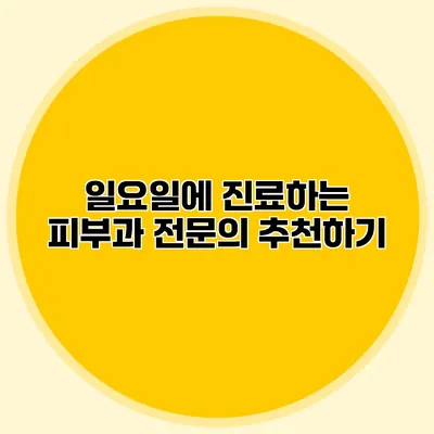 일요일에 진료하는 피부과 전문의 추천하기