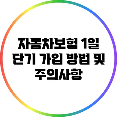 자동차보험 1일 단기 가입 방법 및 주의사항