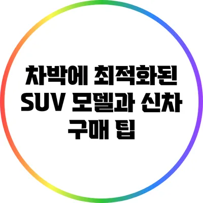 차박에 최적화된 SUV 모델과 신차 구매 팁