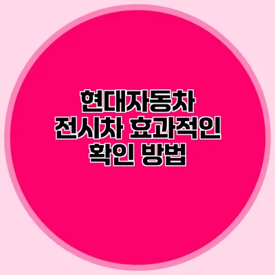 현대자동차 전시차 효과적인 확인 방법