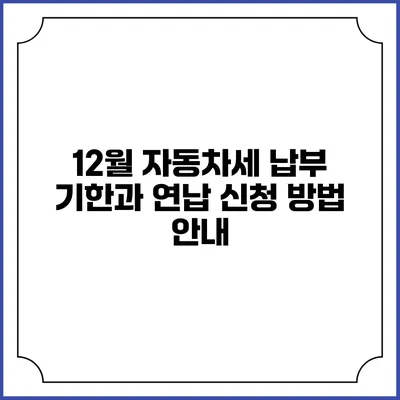 12월 자동차세 납부 기한과 연납 신청 방법 안내
