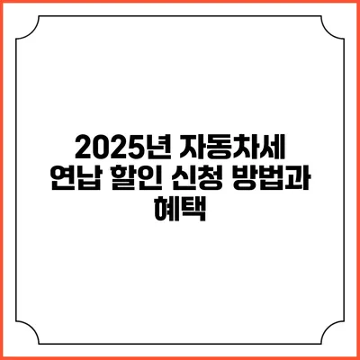 2025년 자동차세 연납 할인 신청 방법과 혜택