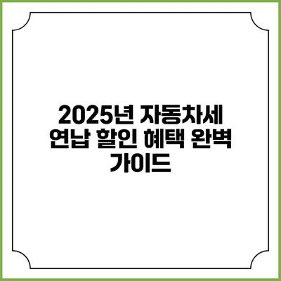 2025년 자동차세 연납 할인 혜택 완벽 가이드