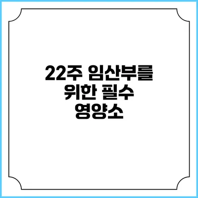 22주 임산부를 위한 필수 영양소