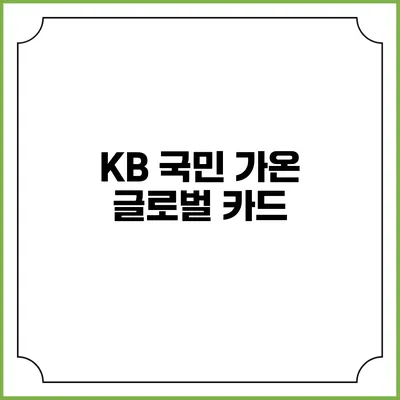 KB 국민 가온 글로벌 카드