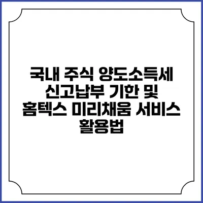 국내 주식 양도소득세 신고납부 기한 및 홈텍스 미리채움 서비스 활용법