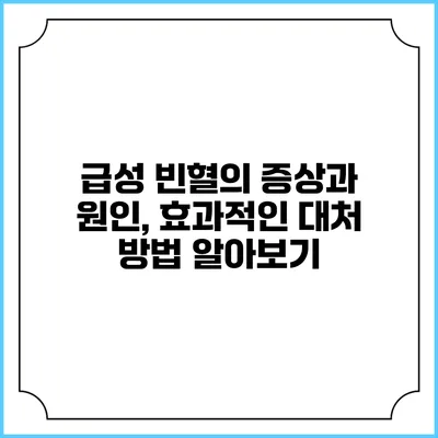 급성 빈혈의 증상과 원인, 효과적인 대처 방법 알아보기