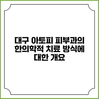 대구 아토피 피부과의 한의학적 치료 방식에 대한 개요
