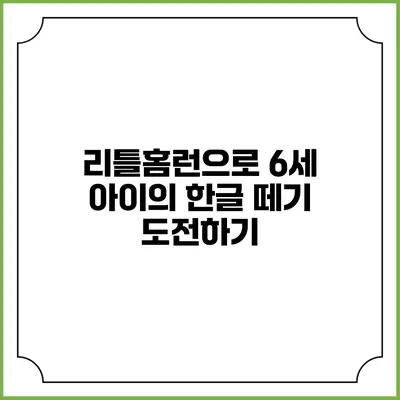 리틀홈런으로 6세 아이의 한글 떼기 도전하기