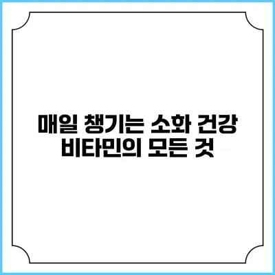 매일 챙기는 소화 건강 비타민의 모든 것