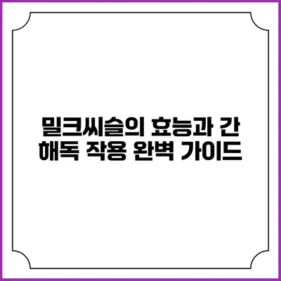 밀크씨슬의 효능과 간 해독 작용 완벽 가이드