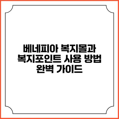 베네피아 복지몰과 복지포인트 사용 방법 완벽 가이드