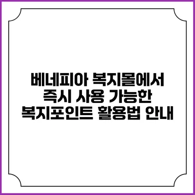 베네피아 복지몰에서 즉시 사용 가능한 복지포인트 활용법 안내