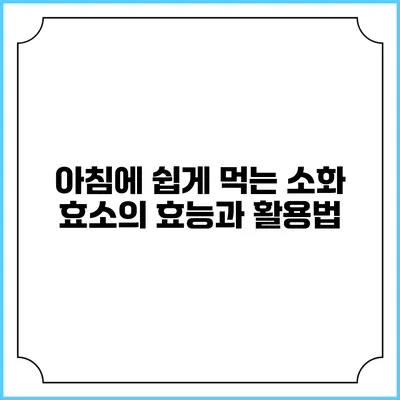 아침에 쉽게 먹는 소화 효소의 효능과 활용법