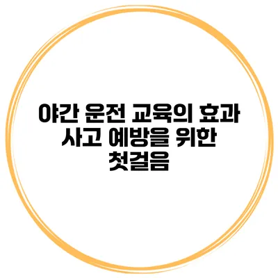 야간 운전 교육의 효과 사고 예방을 위한 첫걸음