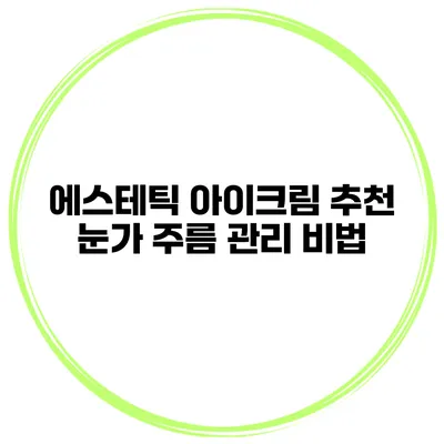 에스테틱 아이크림 추천 눈가 주름 관리 비법