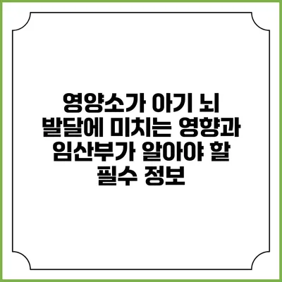 영양소가 아기 뇌 발달에 미치는 영향과 임산부가 알아야 할 필수 정보