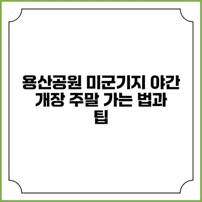 용산공원 미군기지 야간 개장: 주말 가는 법과 팁