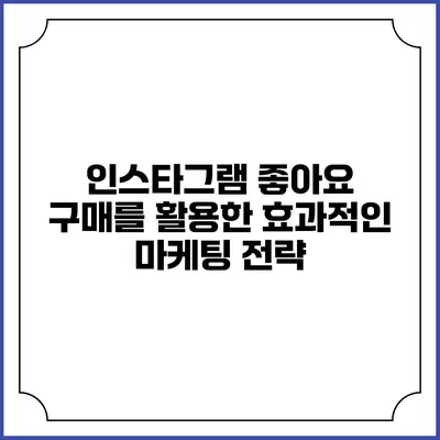 인스타그램 좋아요 구매를 활용한 효과적인 마케팅 전략
