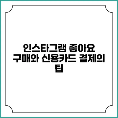 인스타그램 좋아요 구매와 신용카드 결제의 팁