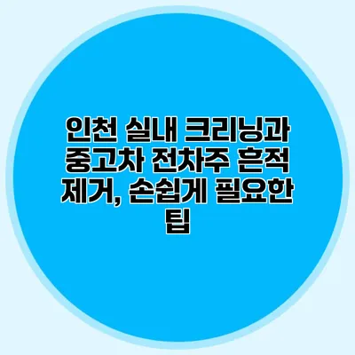 인천 실내 크리닝과 중고차 전차주 흔적 제거, 손쉽게 필요한 팁