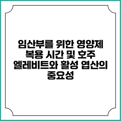 임산부를 위한 영양제 복용 시간 및 호주 엘레비트와 활성 엽산의 중요성