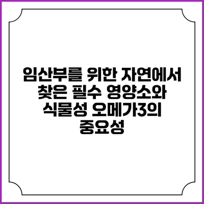 임산부를 위한 자연에서 찾은 필수 영양소와 식물성 오메가3의 중요성
